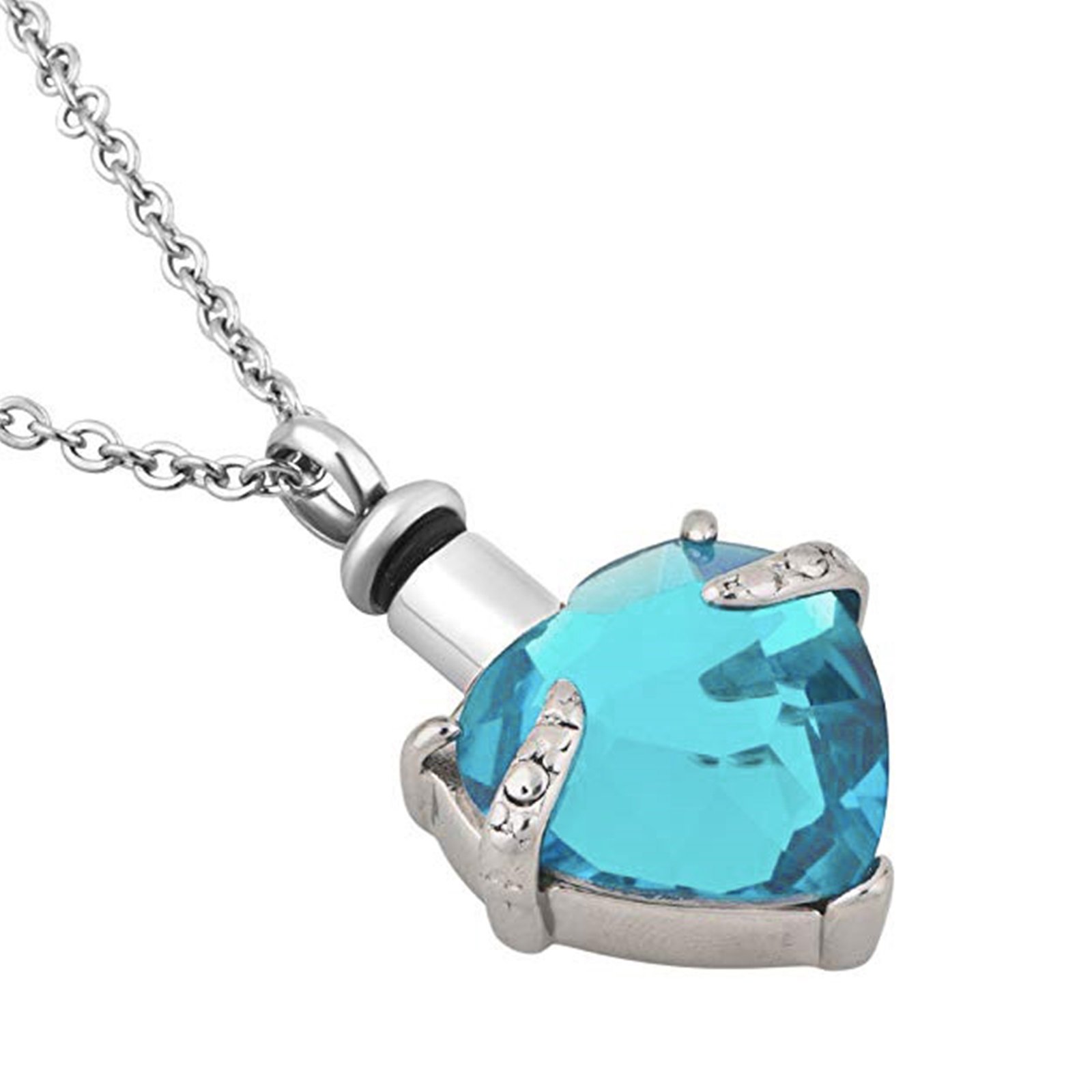 Siempre en mi Corazón Joyas Acero Inoxidable urna Colgante Collar con Piedra Natal Cristal Colgante, Corazón Colgante de Cenizas Memorial Cadena Gratis Grabado