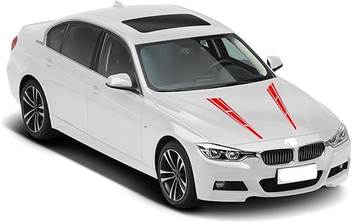 Miniatura 10 de LANZMYAN Calcomanía para capó de coche, DBS001, universal, para carrocería de carreras, vinilo modificado, diseño de rayas, color blanco