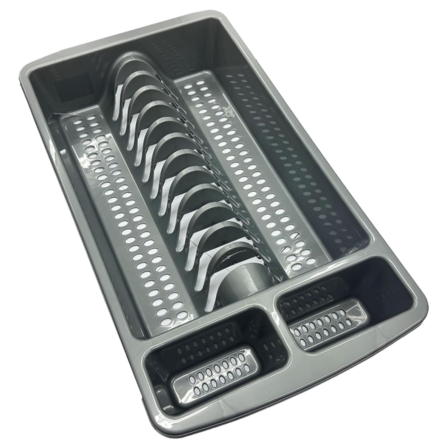 Pluto Packaging Stylish Plastic Kitchen Dish Drainer Rack Perfect For Drying Dishes (2, Silver)