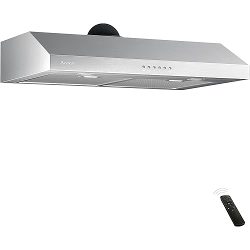 AROAN 30 inch Under Cabinet Range Hood with 900 CFM, Slim Stainless Steel Vent Hood for Kitchen with 4 Speed Soft Touch Switch, Reusable Aluminum Mesh Filters, Adjustable LED Lights (ANC02-30A)