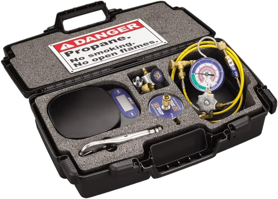 Yellow Jacket 61001 Hydrocarbon System Charging Kit for R-290, R-600a Scale Gauge and Tools.