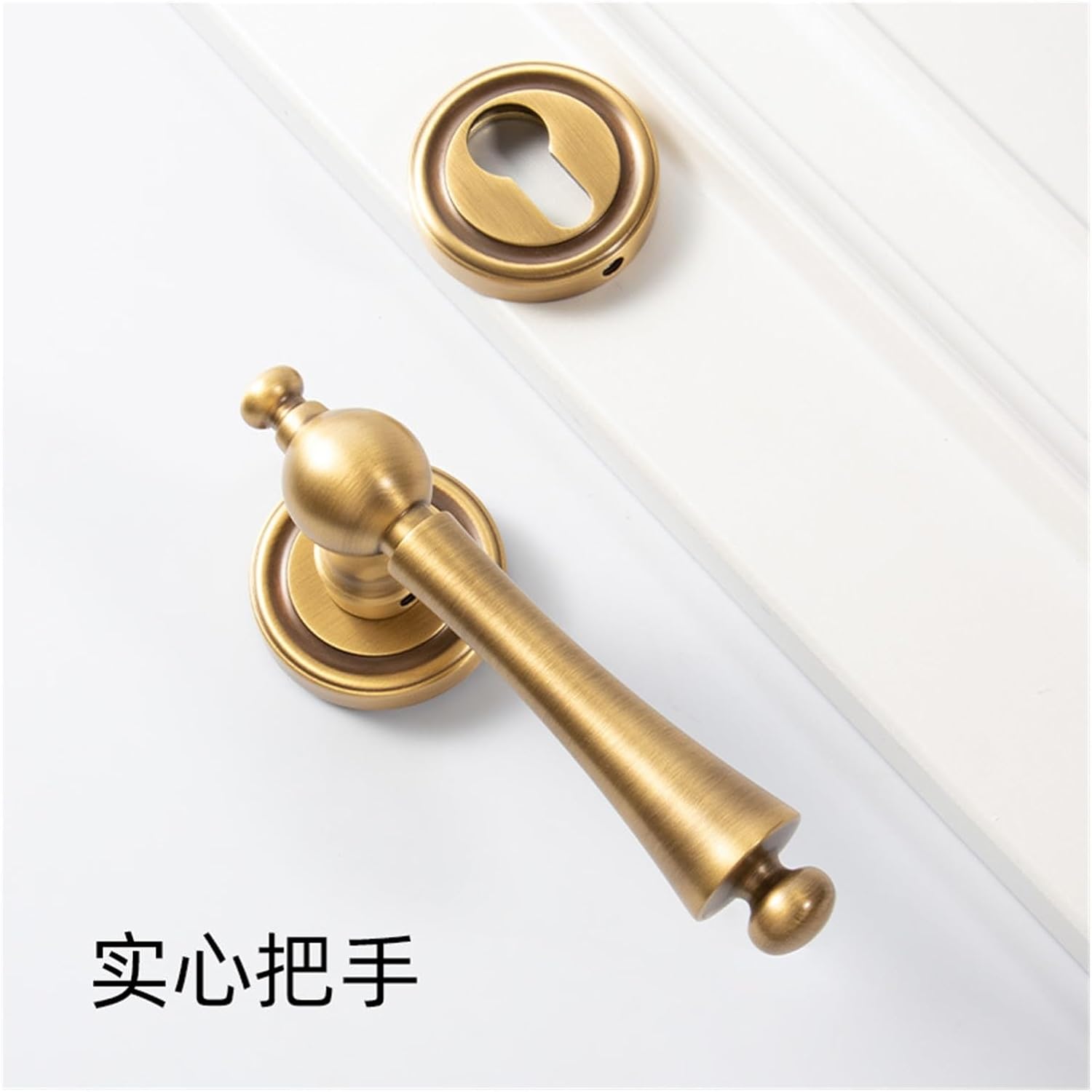 American Indoor Brass Door Lock Household Solid Wood Door Brass Bedroom Light Luxury Modern Silent Door Lock(Black)