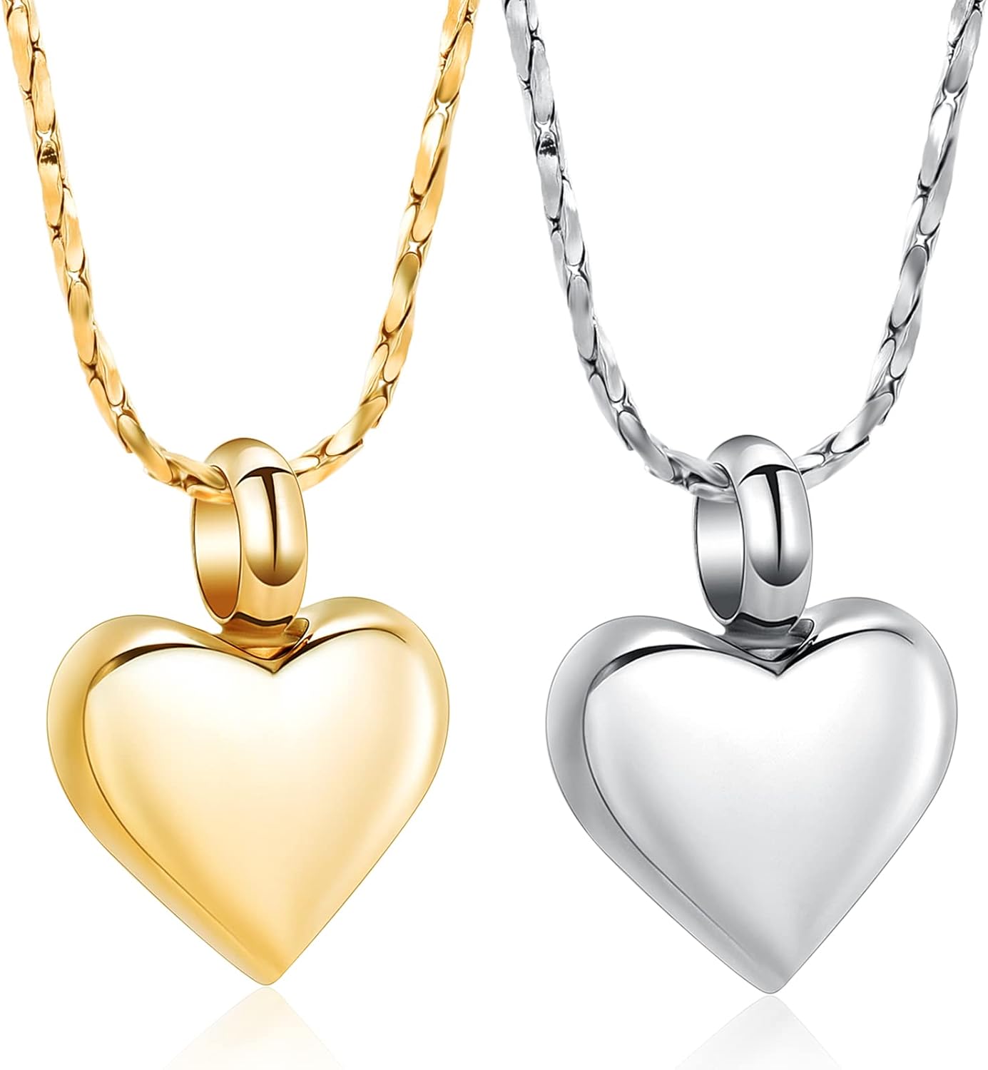 Imrsanl Small Heart Urn Necklace for Ashes Cremation Jewelry for Women Stainless Steel Pendant Memorial Ash Holder Loved Ones Keepsake