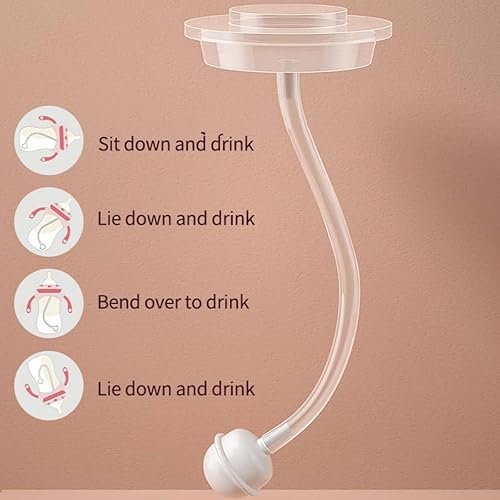 Miniatura 7 de Biberones de leche con popote con peso y mango antideslizante, tamaño + flujo rápido variable, más de 12 meses, sin BPA, rosapaquete de 19 onzas