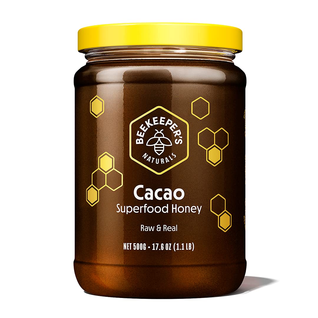 Amazon.com : Beekeeper's Naturals Superfood Cacao Honey - Raw Honey with  Organic, Raw Ecuadorian Cacao, Filled with Antioxidants, Iron and Calcium -  Paleo-Friendly, Gluten, Dairy, Egg & Sugar Free (1.1lbs) : Grocery
