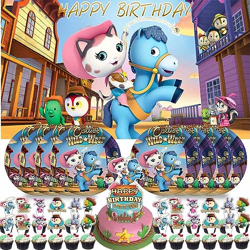 N12420 Sheriff Callie Wild West Party Supplies Birthday Decorations Plates Banner Kids Cake Toppers Set Decorations Decor