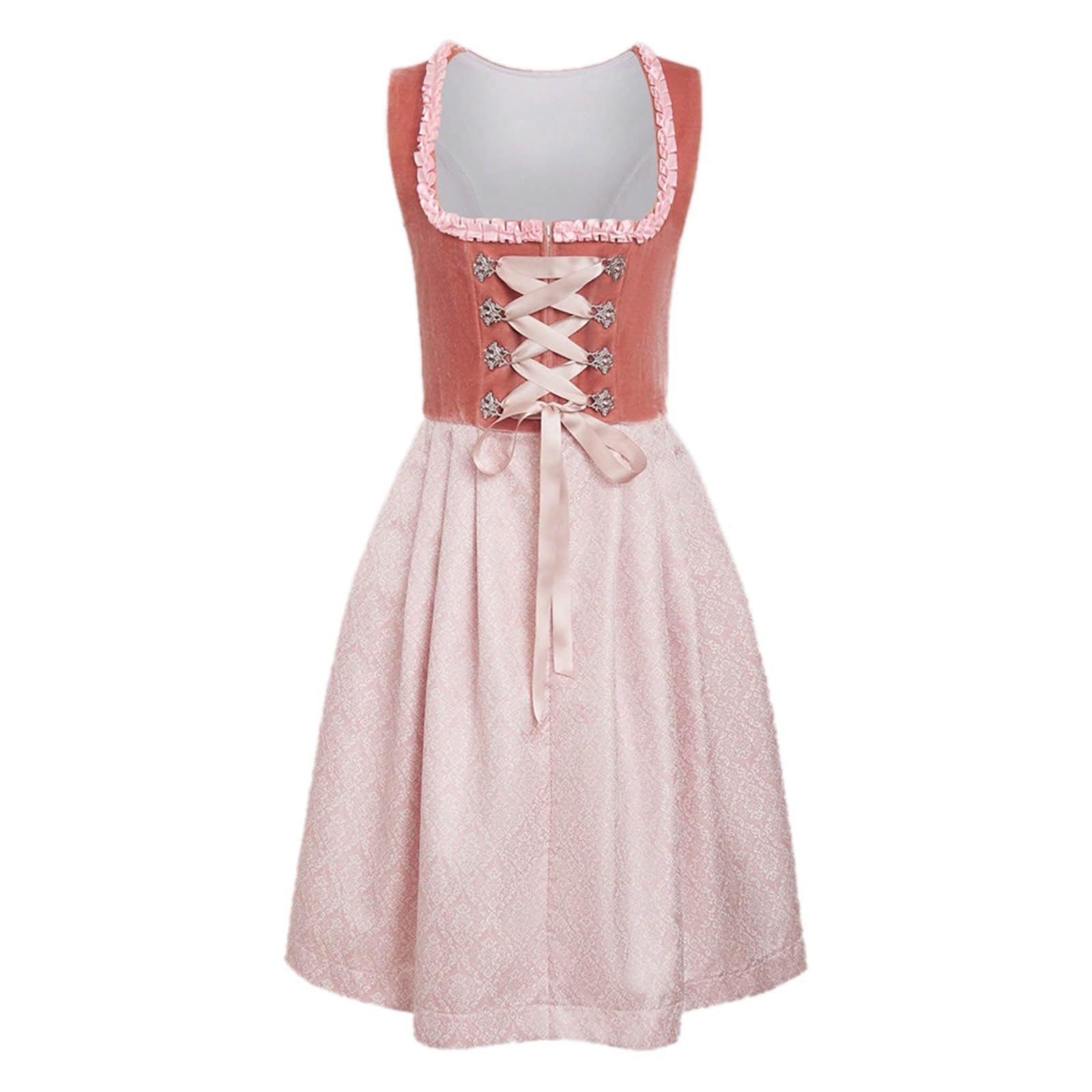 Dirndl Midi Damen Kleid Modern Oktoberfest Outfit Dindl Langes Lang Trachtenrock Mit Bluse Diensl Trachtenkleid Große Größen Stretch Grosse Grössen Samt 70 cm Dirndlschürze Spitze