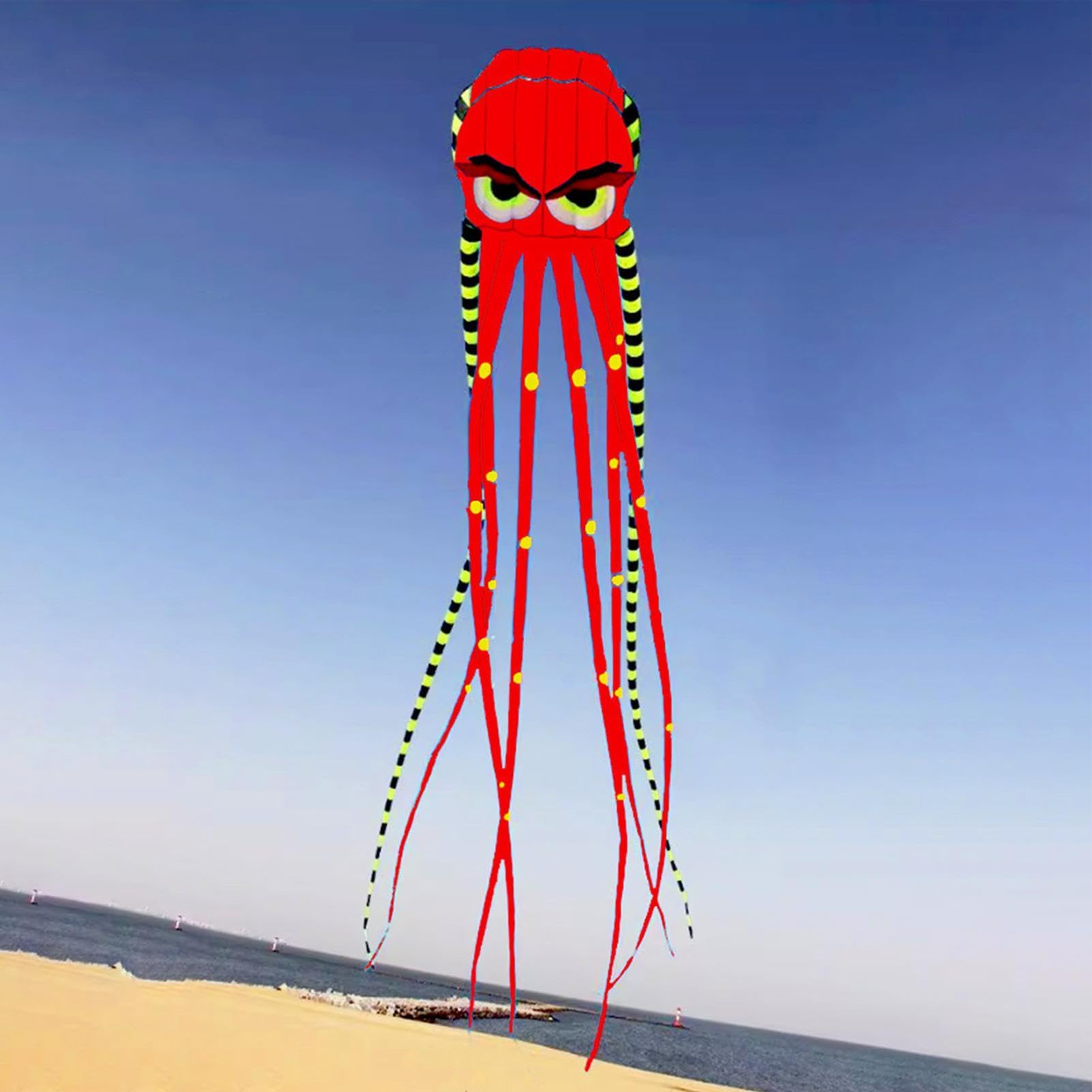 Octopus Kite - Juguete grande para moscas al aire libre de 26 pies, cometas de playa para adultos, para vacaciones de verano, cumpleaños, adultos, fiestas al aire libre, patio trasero y otros