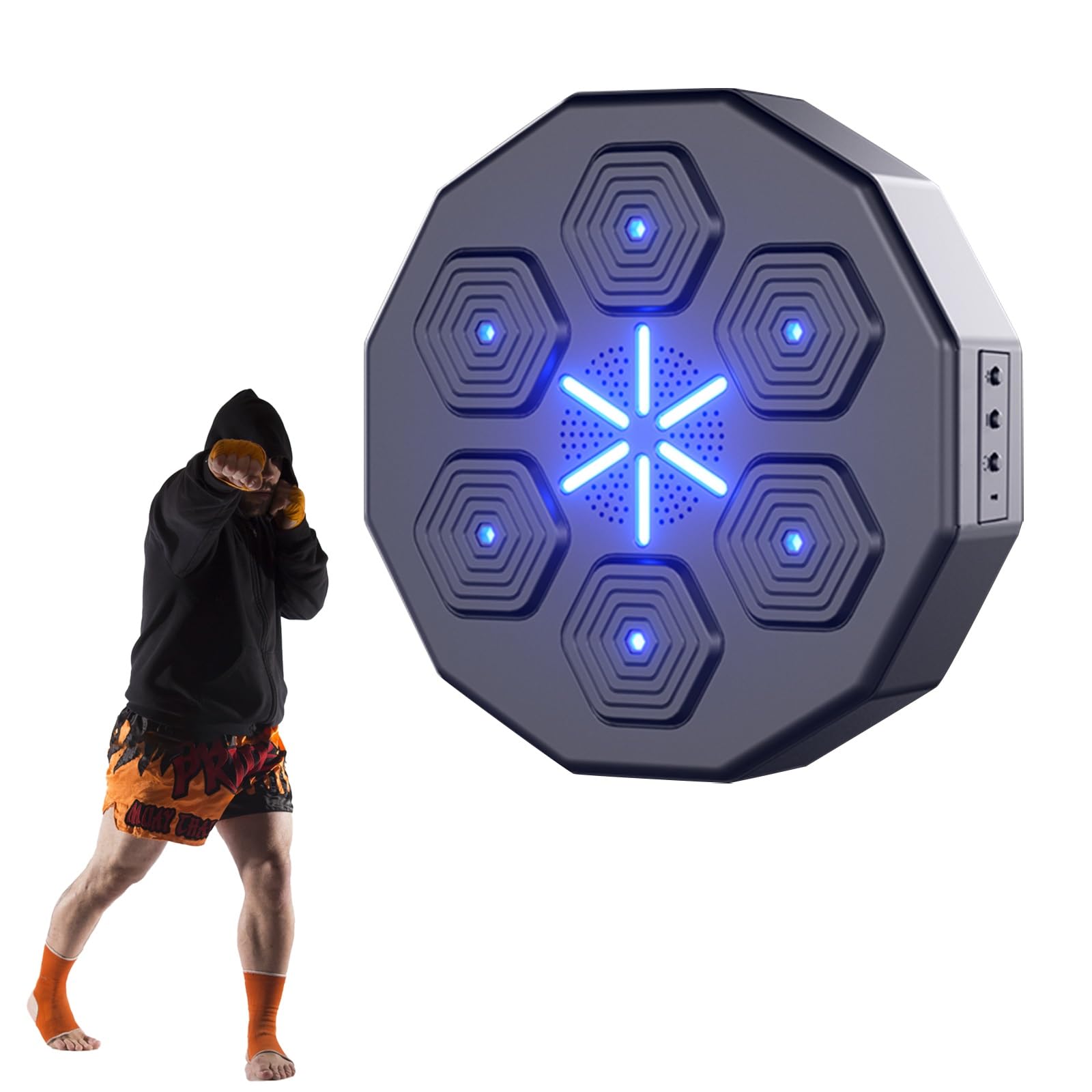 Macchina per il pugilato musicale Attrezzatura per il pugilato intelligente Montaggio a parete Bersaglio per il muro di boxe in base alla musica e all'illuminazione Con punzonatura per l'allenamento d