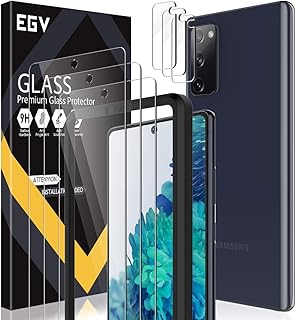 [3+3 Pack] 3 Pack Screen Protector for Samsung Galaxy S20 FE 5G + 3 Pack Camera Lens Protector, Tempered Glass HD Screen, Anti-Scratch Film, Easy Installation, Case Friendly