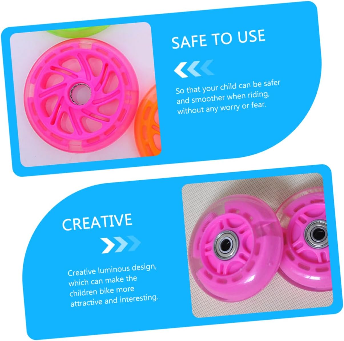 KOMBIUDA 2pcs Sturdy Luminous Boys and Girls Bike Training Wheels Bike Wheels Replacements Easy to Install for Safe Riding Practice