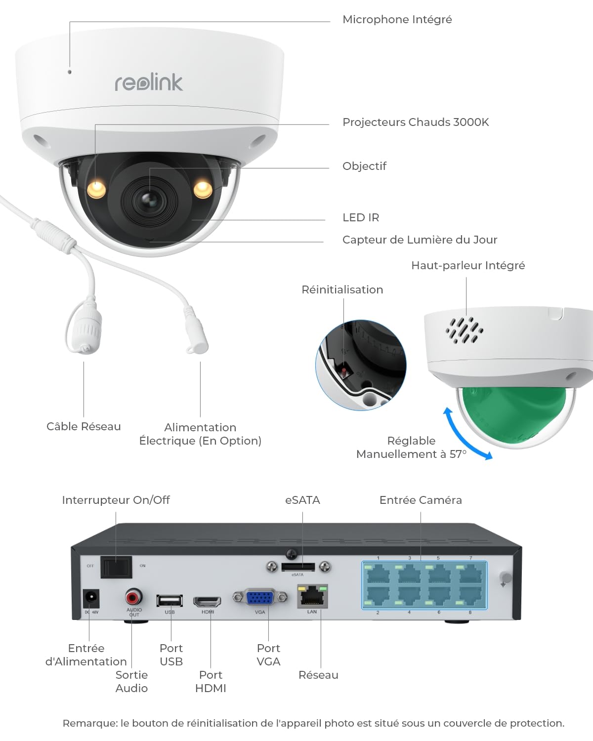 Reolink 4K Kit Caméra Surveillance PoE, Anti-Vandalisme IK10, NVR 8CH avec Disque Dur 2To, Vision Nocturne Couleur, Détection Personne/Véhicule/Animal, Audio Bidirectionnel, IP67 Résistant, RLK8-800V4