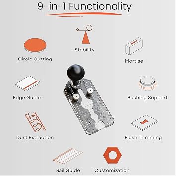 USSA 9-in-1 Trim Router Jig (Core Version) for Circle Cutting, Edge Guide, Mortise/Rabbet & Trimming, Multi-Function Router Base