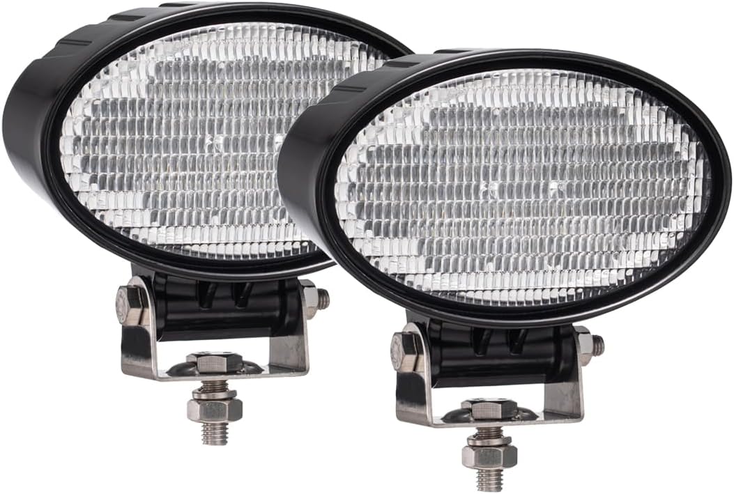 Raycharm 4x6 inch Oval Offroad LED Work Light/Rear Fender Light for John Deere Tractor, UTV & ATV, 6000K Cool-White, Spot Beam, Rugged Aluminum Housing, 12V/24V 14W 1400 Lumens, 2-Pack