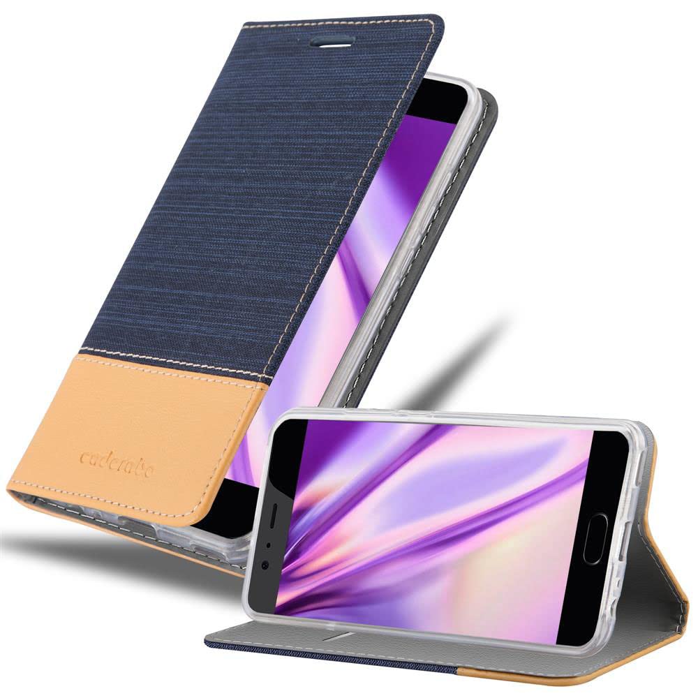 Cadorabo Cover Libro Per Motorola Moto C Plus: Custodia Portafoglio In Tessuto E Pelle, Grigio Chiaro E Marrone, Con Slot Per Carte E Chiusura Magnetica