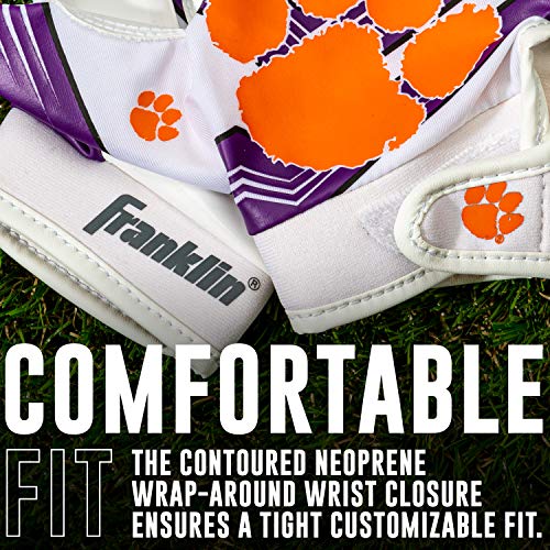 Franklin Sports Clemson Tigers Youth College Football Receiver Gloves - Receiver Gloves for Kids - NCAA Team Logos and Silicone Palm - Youth S/XS Pair by Franklin Sports - Used condition - Image 5