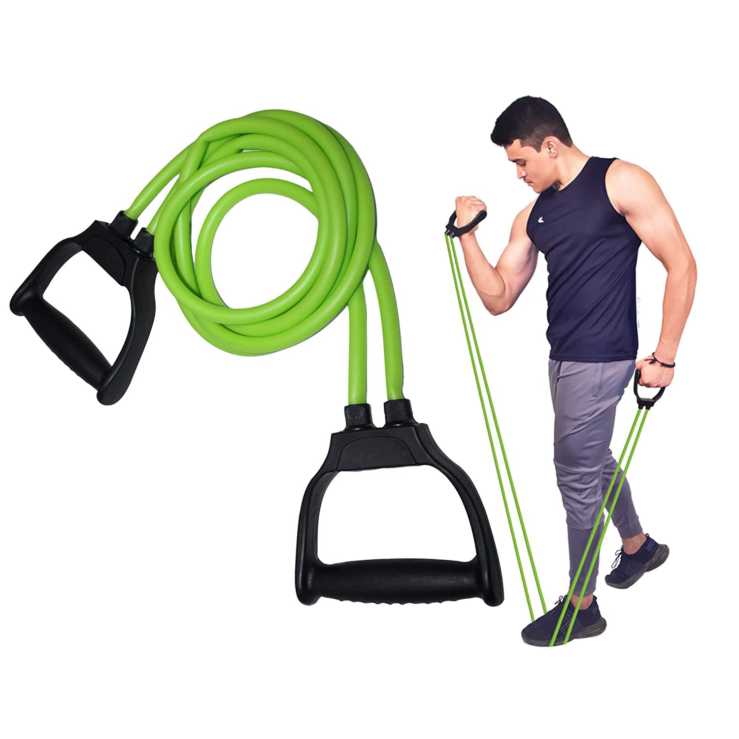 MANOGYAM Double Toning Tube | Exercise Resistance Tube | Stretching Tube | Full Body Workout | Toning Tube | Gym Exercise Equipment | Fitness Accessories | Elastic Band for Men & Women (Green) (B0BCJWX72Z) Amazon Price History, Amazon Price Tracker