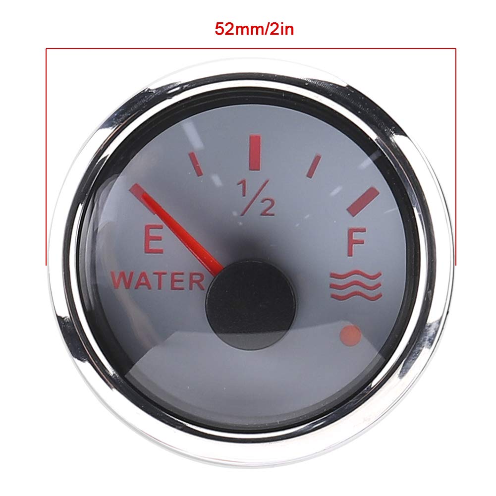 Indicador de Nivel de Agua 52mm Compatible con Señal Europea 0 190 Ohmios para Barcos Vehículos Recreativos y Yates con Alarma Inteligente y Materiales Resistentes