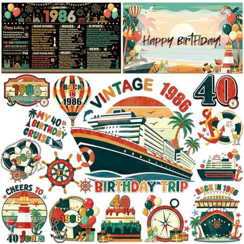 Dazoratix 40th Birthday Cruise Decorations - 16 Pcs Retro Ship Cabin Door