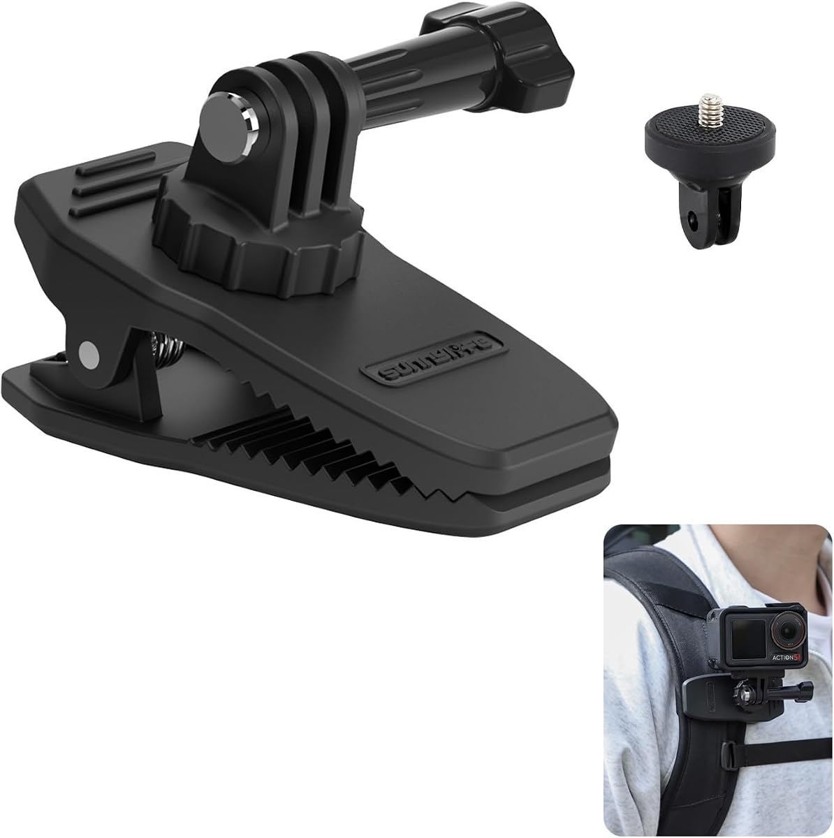 Magnetic Backpack Clip Mount for DJI Osmo/Gopro Hero Accessories | 360° Adjustable Shoulder Strap Holder, for Osmo Action 6 5 Pro / Osmo Pocket 4 3 / Insta360 X5 X4 / GoPro Hero Accessories