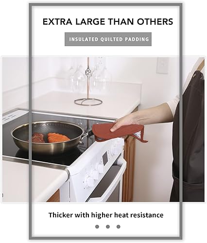 Miniatura 118 de Agarraderas de algodón, lavables a máquina, resistentes al calor, salvamanteles, para cocinar y hornear Gris Oscuro