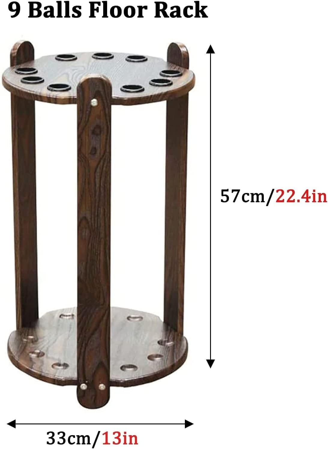 OSCCAR Golf Club/Pool Cue Storage Stand Rack, Round Wooden 9 Holes Putter Organizer Holder, Easy Assemble Outdoor/Indoor Billiard Racks