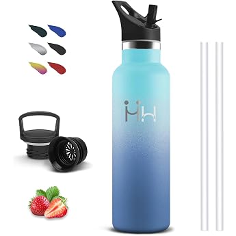 Trinkflasche Edelstahl 750ml Trinkflasche Sport BPA-Frei Wasserflasche mit Strohhalm Isolierflasche Doppelwandig Wasserflasche Auslaufsicher Thermosflasche f r Wandern Fitness Camping Yoga