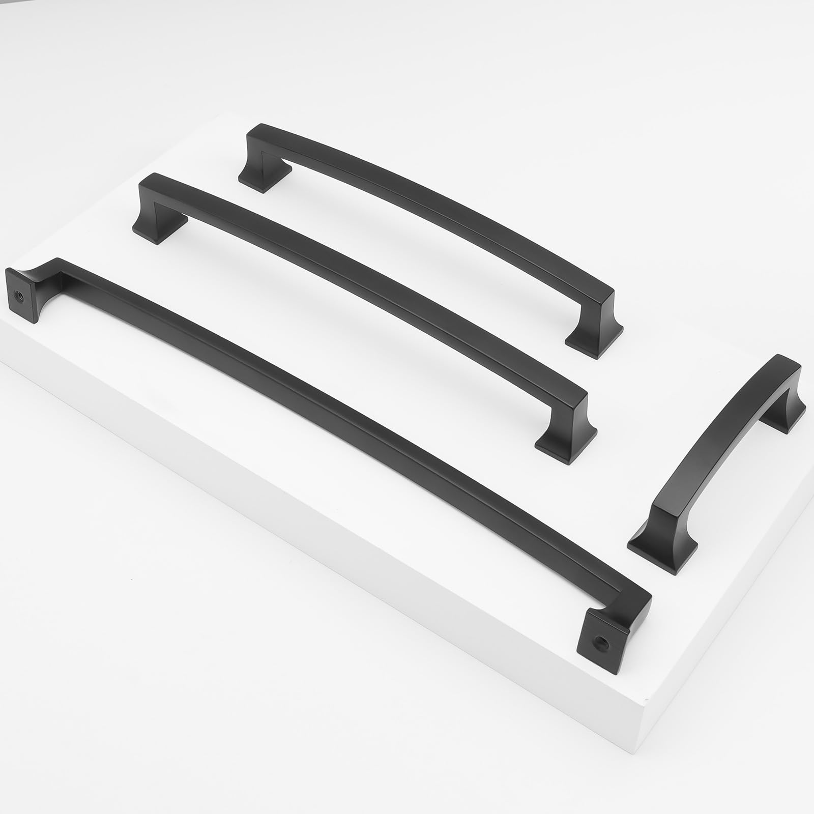 COTYKILEY Paquete de 10 manijas de gabinete color negro mate de 12.6 pulgadas (320 mm), tiradores de gabinete de cocina, manijas de puerta de gabinete, accesorios de gabinete de cocina, cajones y