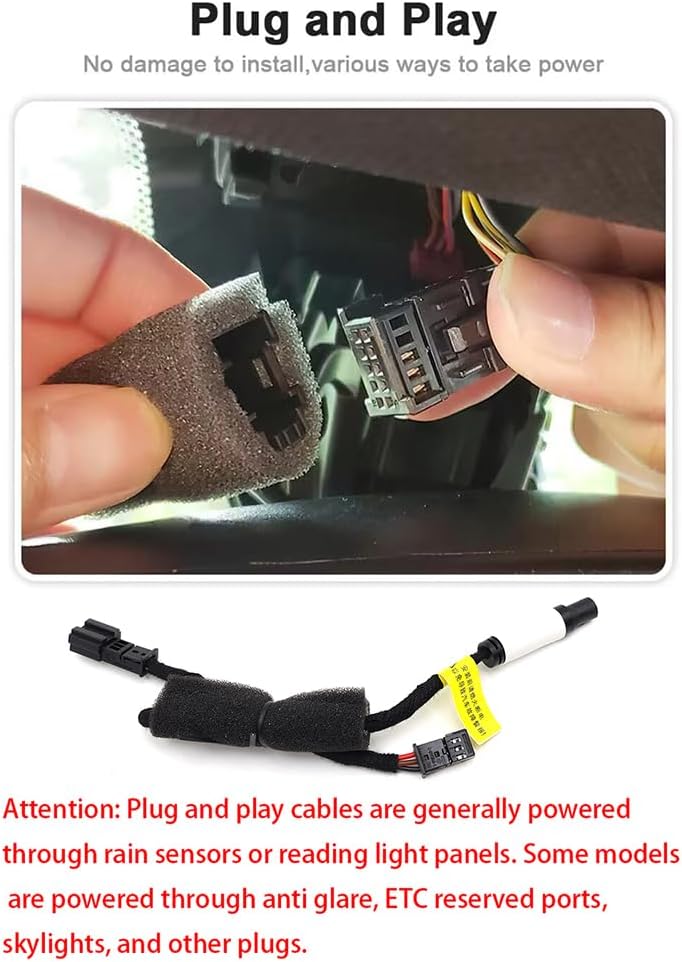 Close-up of connecting the plug and play cable to a vehicle's existing wiring harness