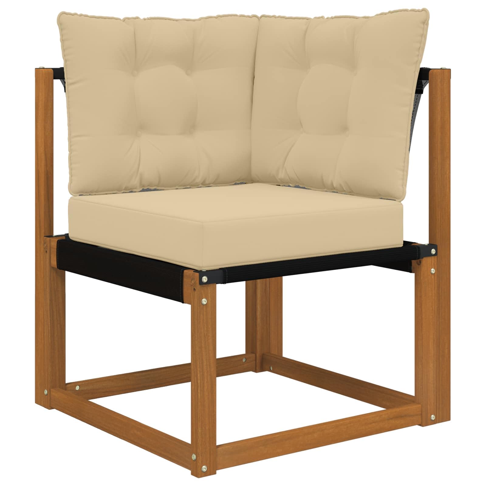 Juego de muebles de jardín de madera de acacia para exteriores con cojines de 6 piezas, sofá de madera maciza de acacia y textileno, cómodo respaldo y cojines extraíbles para jardín, terraza