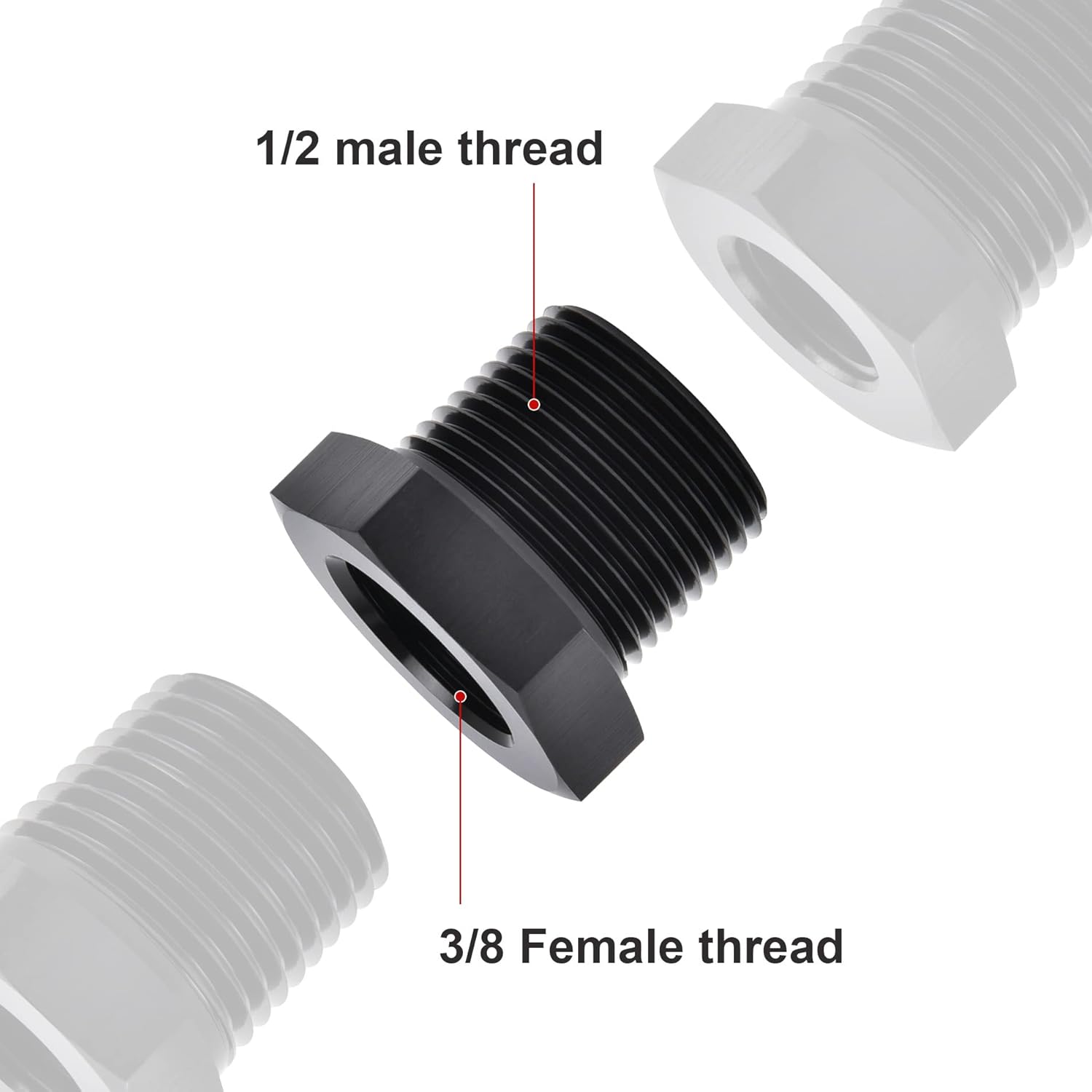 EVIL ENERGY 1/2 NPT Male to 3/8 NPT Female Reducer Fitting Bundle with Adjustable 3AN-16AN Wrench Aluminum Blue