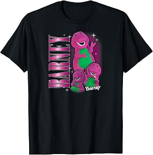 Barney - Vintage 90s Purple Dinosaur Character Collage T-Shirt