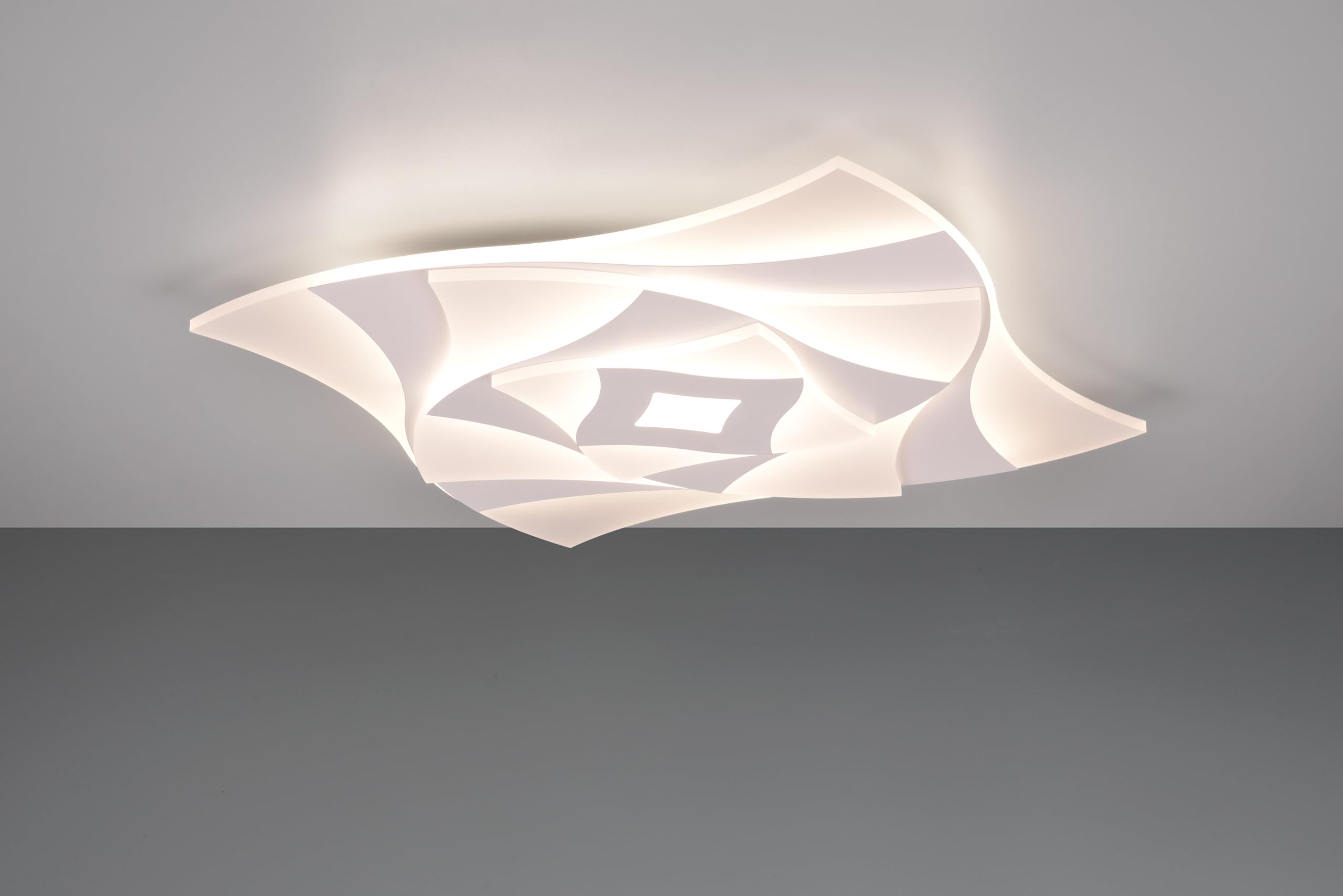 Trio Leuchten LED Deckenleuchte Akita 647110131, Metall Weiß matt, Acryl, inkl. 56 Watt LED, Fernbedienung, Dimmbar, Farbwechsel |