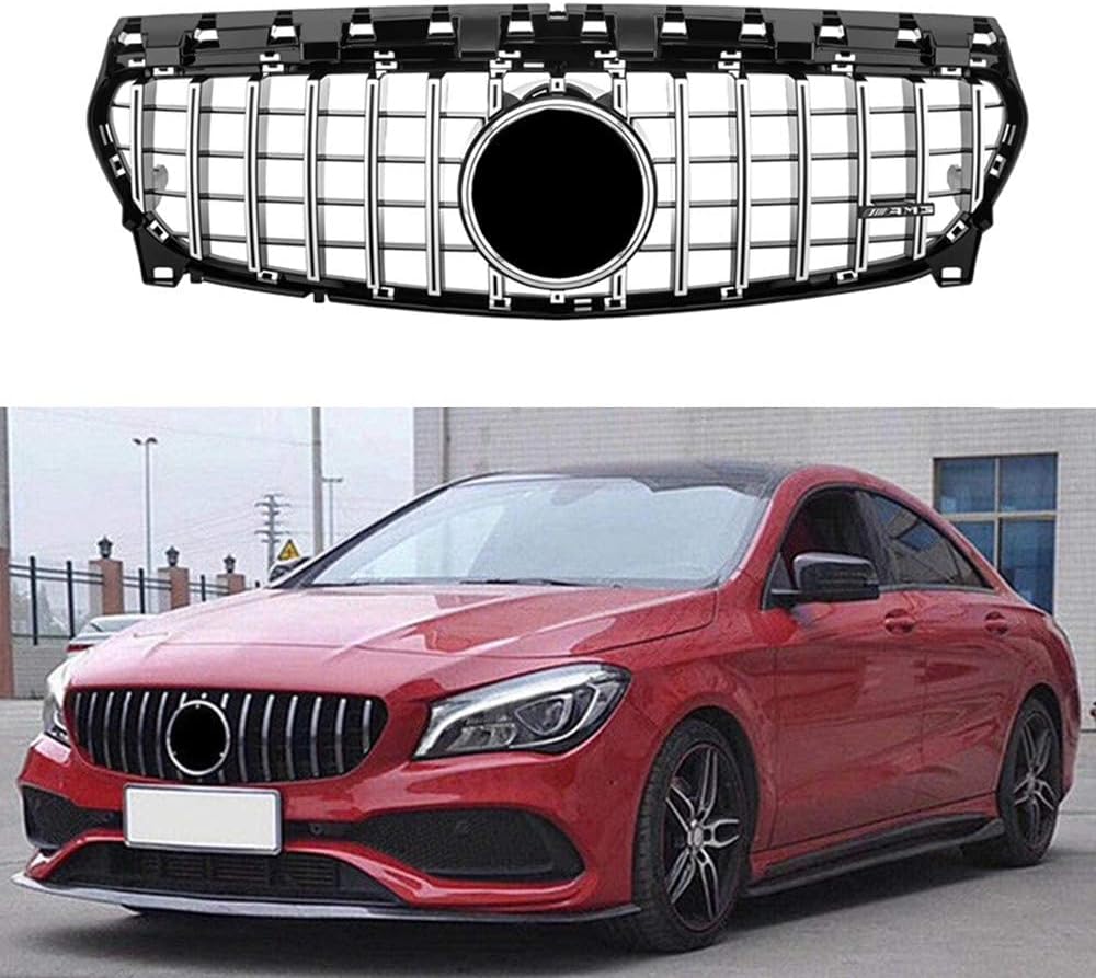 Fanchants GT R Style Front Radiator Grille for 2013-2019 Mercedes-Benz CLA W117 CLA 180, 200, 220, 250, 45 AMG (Black)