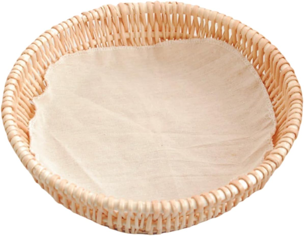 Woven Bread Serving Basket Wood and Cloth, Modern Home Storage