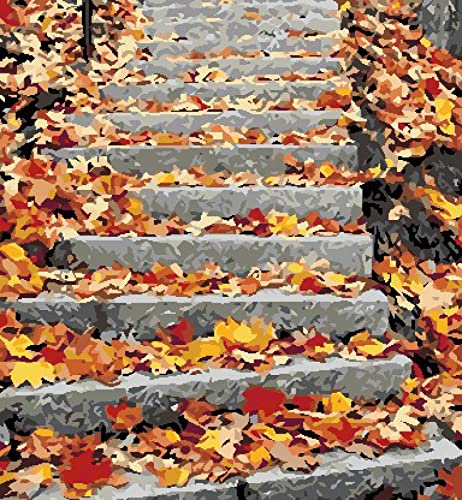 Kit point de croix débutant imprimé avec fils colorés motif feuilles d'érable pour cadeau