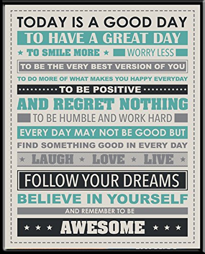 Culturenik Be Awesome Inspirational Motivational Happiness Quotes Decorative Poster Print (8 x 10 Mylar Desktop Framed)