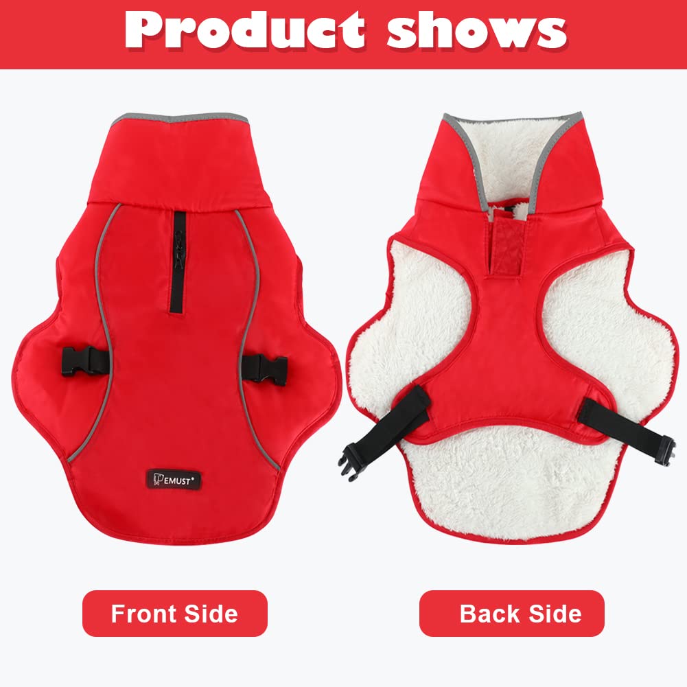EMUST Giacca invernale per cani invernali, accogliente giacca antivento per cani per il freddo, gilet per cani di colore solido per l'inverno per cani di taglia media, rosso M