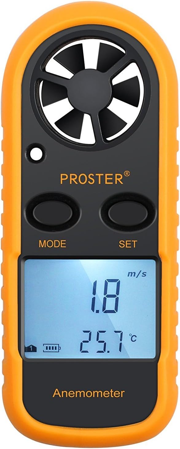 Proster Handheld Anemometer Wind Speed Meter Thermomoter Wind Detector Gauge Airflow Meter for Outdoor Sailing Surfing Shooting Fishing Hunting : Patio, Lawn & Garden