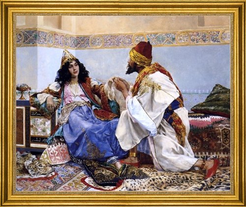Art Oyster Antonio Maria Fabres Y Costa The Gift for the Favorite - 20" x 25" Premium Canvas Print with Gold Frame