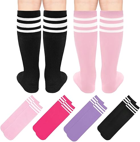 Miniatura 5 de 4 pares de calcetines de fútbol para niños pequeños, calcetines de fútbol para niñas, calcetines de fútbol para niños pequeños, calcetines de tubo