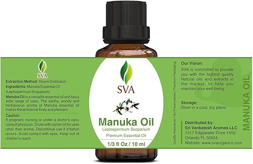 Miniatura 4 de SVA - Aceite esencial de manuka  13 fl oz  Aceite de manuka 100% natural  para difusor, cuidado del cabello, cara, cuidado de la piel, aromaterapia,