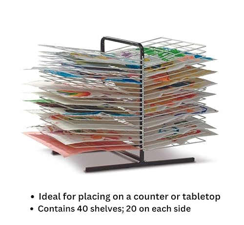 Miniatura 10 de Copernicus - Escurridor ancho de 20 estantes con resorte para aulas y estudios de arte, blanconegro