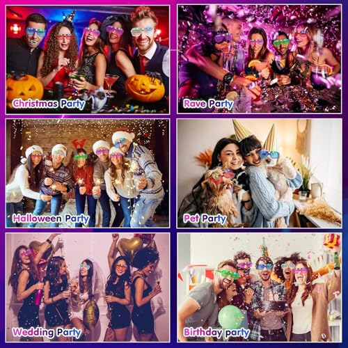 Image of Crackles 6 pcs Light Up Slotted Rock Star Sunglasses Light Glow in under UV Light Glasses Transparent Goggles, Party Eyeglass, Party Goggles for Kids Party, Birthday Return Gifts- Multi Color
