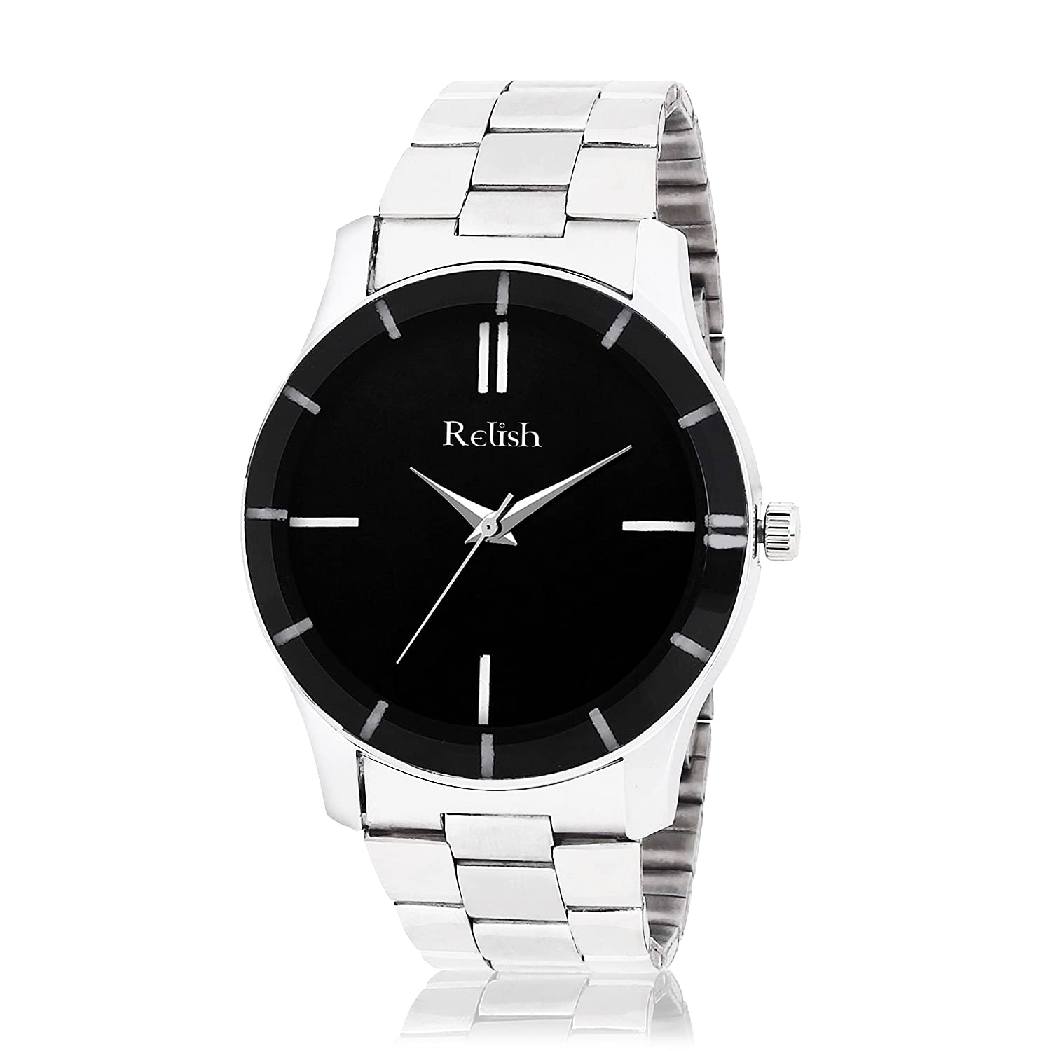 Relish Analogue Watch for Mens & Boys | Black Dial | Silver Stainless Steel Strap | RE-BB8083 (B0966SYTMF) Amazon Price History, Amazon Price Tracker