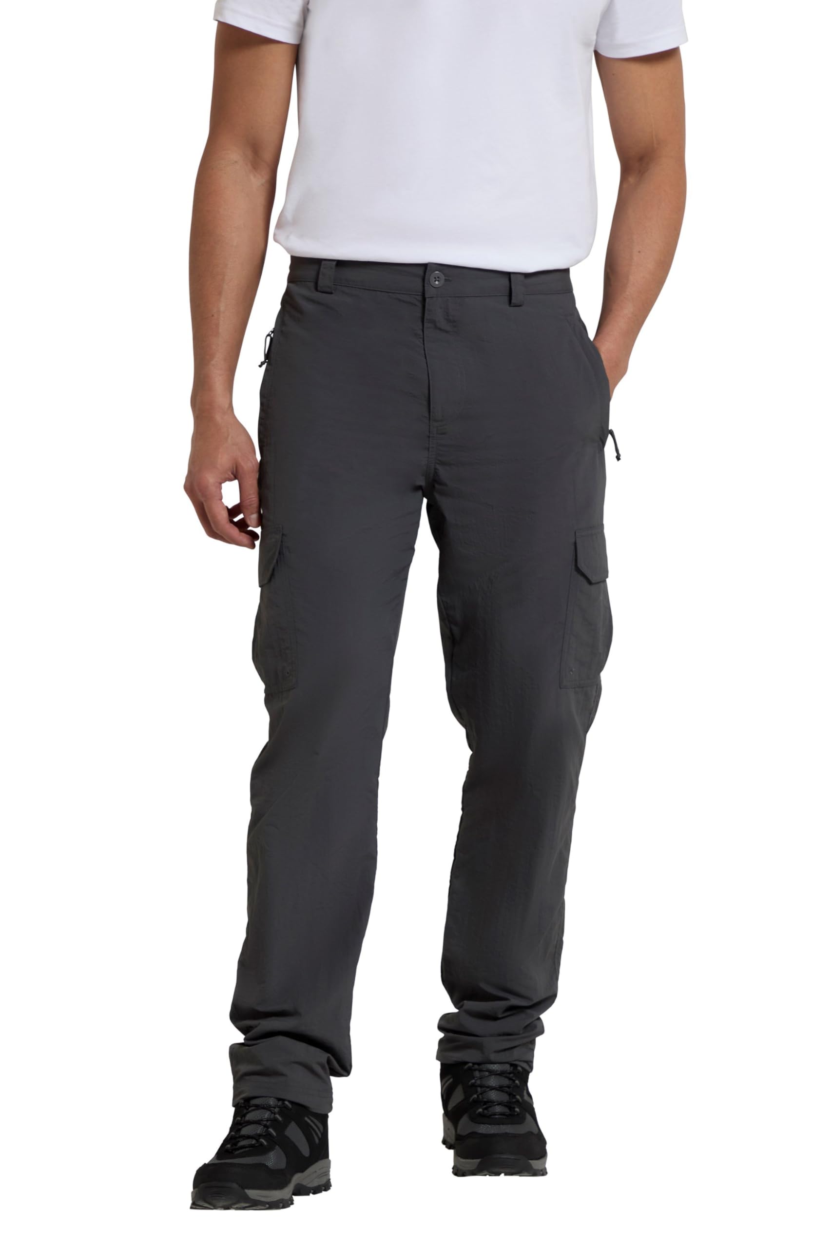 Mountain Warehouse Explore Mens Trousers - Shrink & Fade Resistant Hiking Pants, Quick Dry with Multiple Pockets - Spring Summer, Walking, Outdoors & Trekking Grey (Regular Length) Men's W42