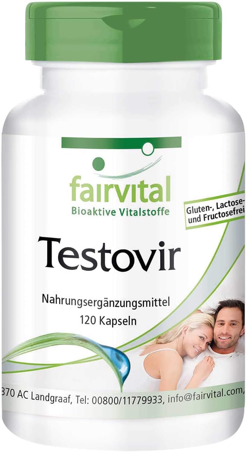 fairvital Testovir, 120 gélules, faciles à avaler, avec muira puama, chrysine et biopérine, HAUTEMENT DOSÉ, VÉGÉTALIEN