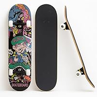 Vista 1 de Patineta para principiantes, 31 pulgadas, patineta completa para niños, adolescentes y adultos, 8 capas de arce de doble patada Cruiser patineta