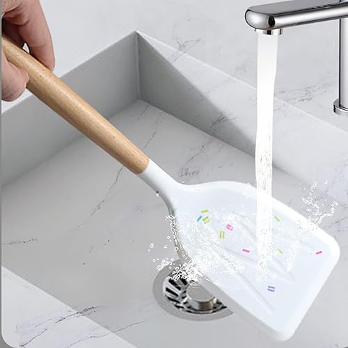 Miniatura 6 de BRIIEC Color Dots - Juego de utensilios de cocina de silicona resistentes al calor, juego de utensilios de cocina de silicona con mango de madera,