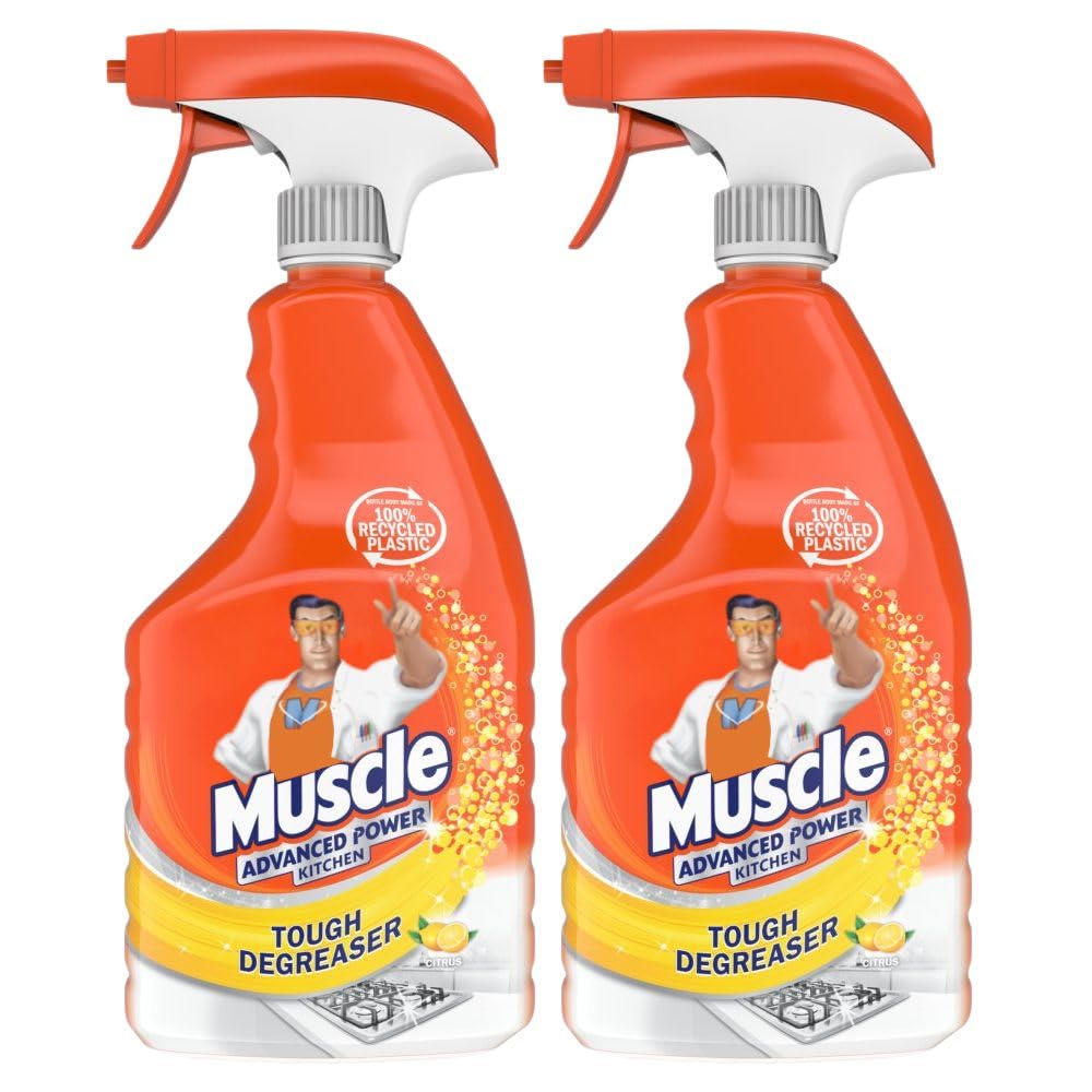 Mr Muscle Advanced Power Kitchen Cleaner Stainless Steel Tough Degreaser Citrus Scent 750ml 2 Pack with Welari Thank You Card | 2 Pack | 2 x 750ml